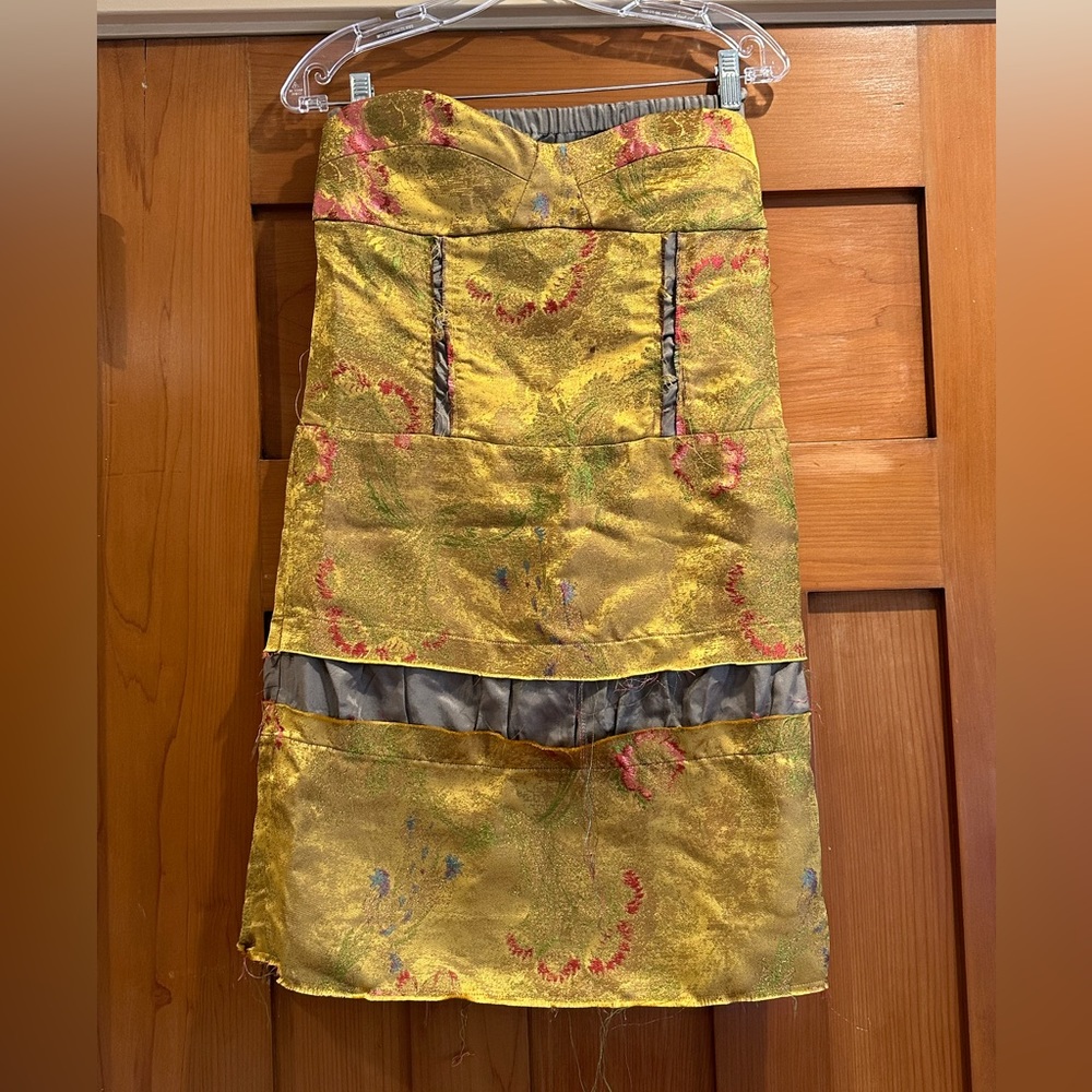 Marni Vintage Gold Strapless Brocade Milan Runway Dress